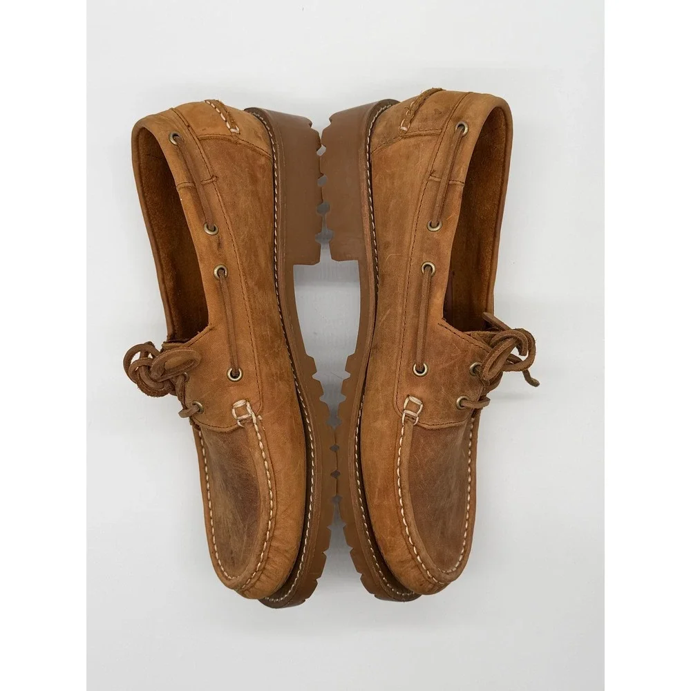 Thursday Boot Co. Boat Shoe Mens 10.5 Brown Leather Lug Sole Nautical Loafer